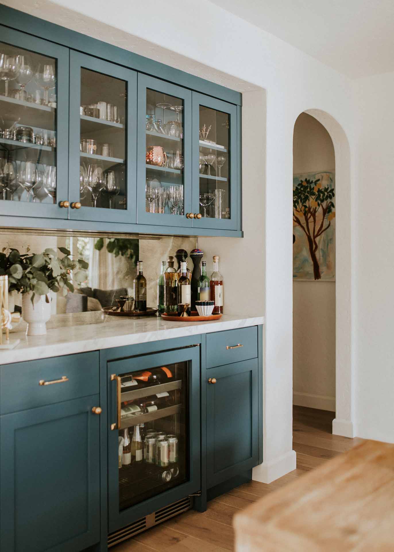 kitchen cabinet green refinished