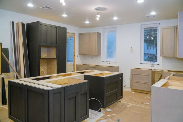 kitchen cabinets black refinished